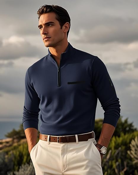 Heren Sportieve Lente Pullover | Half-Rits, Lichtgewicht