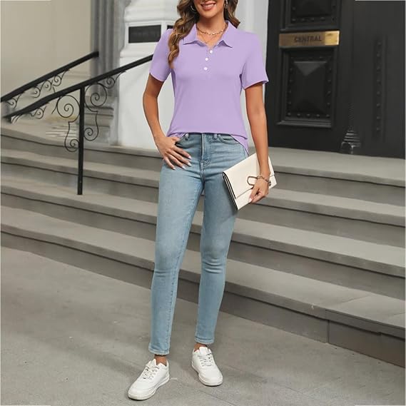 Dames Zomerse Polo T-shirt | Kortemouw, Knopenlijst