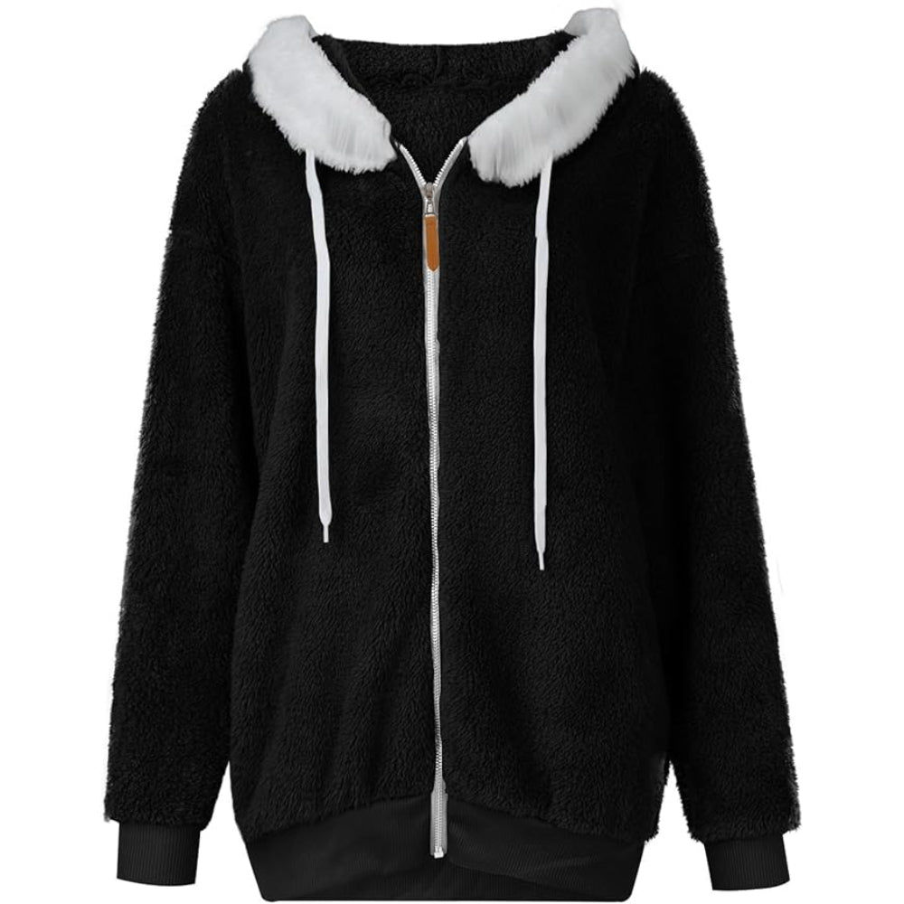 Dames Teddy Fleece Hoodie Vest | Oversized, Ritssluiting