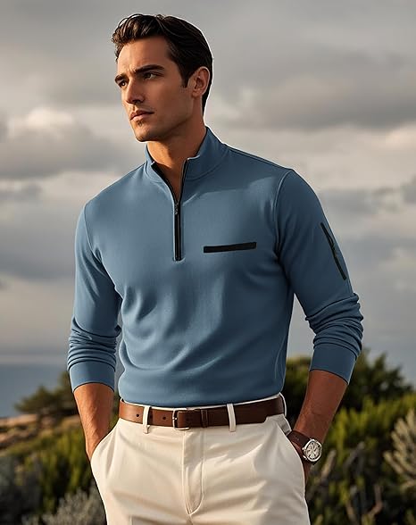 Heren Sportieve Lente Pullover | Half-Rits, Lichtgewicht