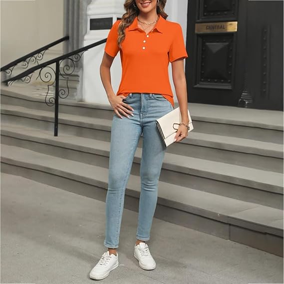 Dames Zomerse Polo T-shirt | Kortemouw, Knopenlijst