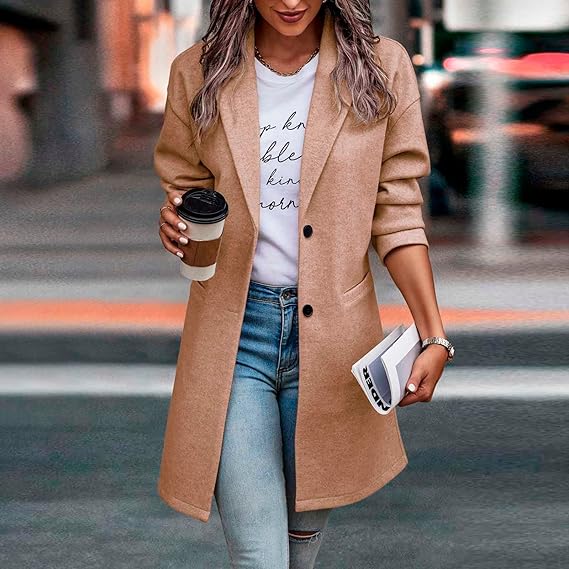 Dames Herfst Jas | Lang, Met Knoopsluiting