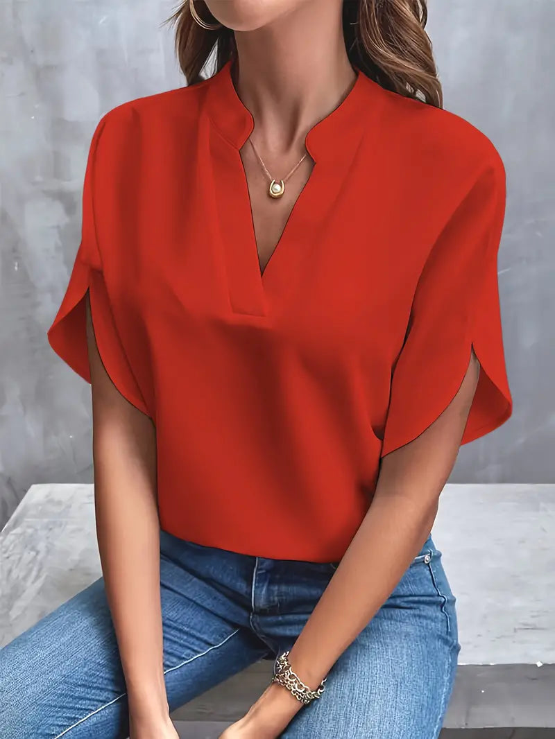Dames Zomerse Elegante Blouse | Stehals, Kortemouw