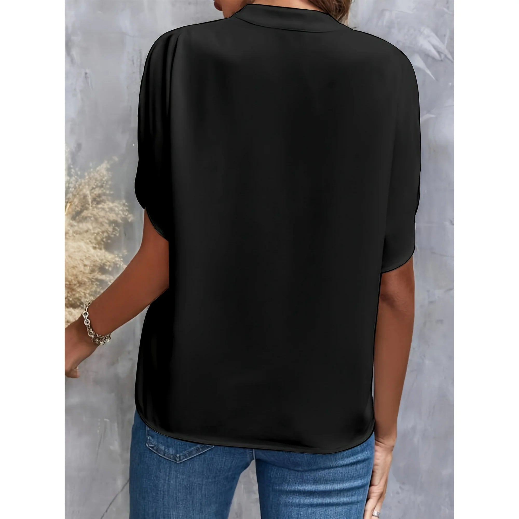 Dames Zomerse Elegante Blouse | Stehals, Kortemouw