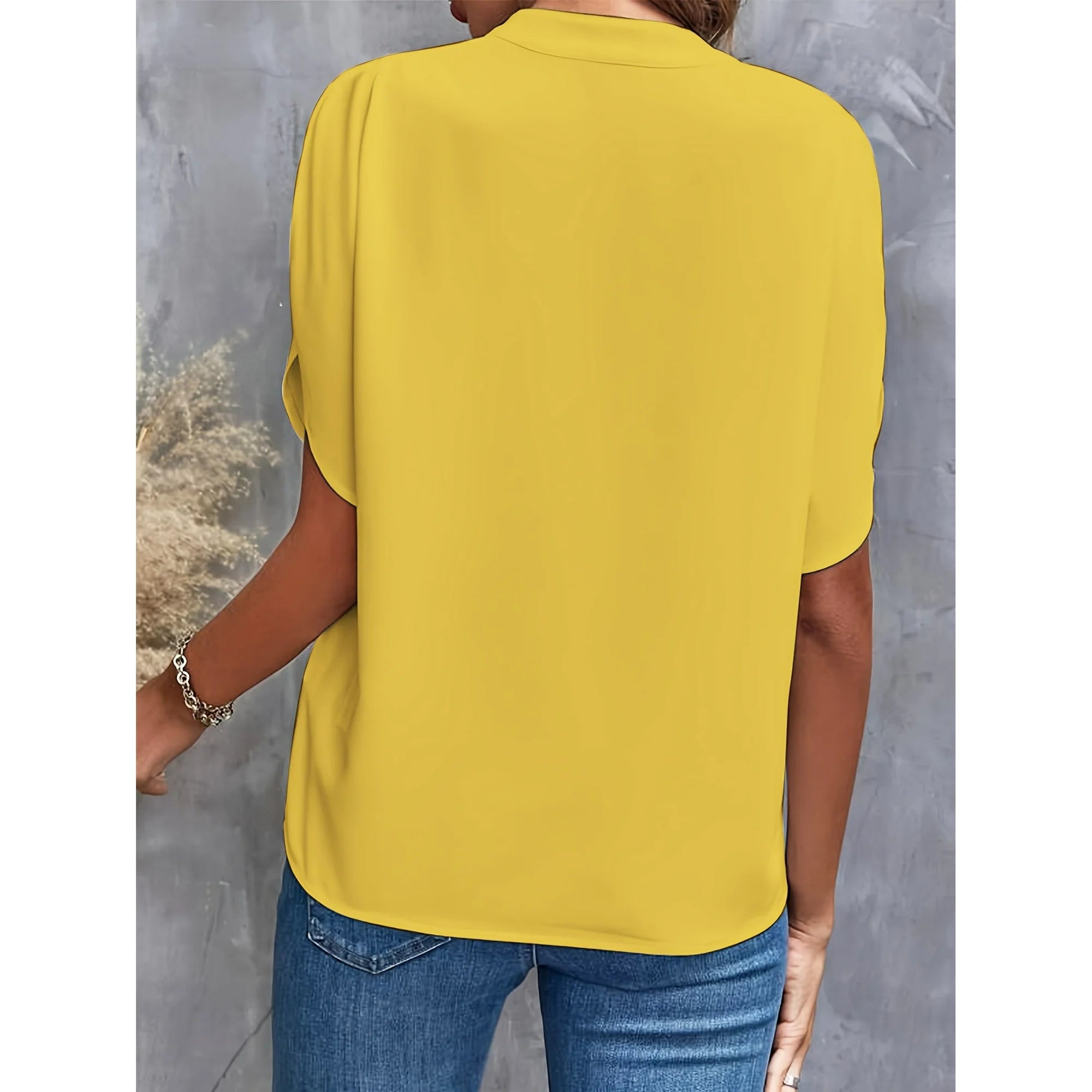 Dames Zomerse Elegante Blouse | Stehals, Kortemouw