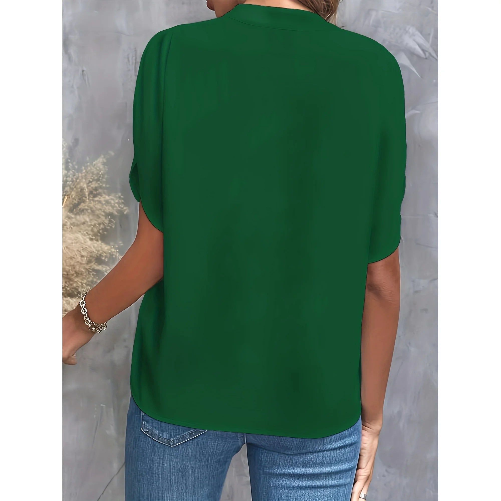 Dames Zomerse Elegante Blouse | Stehals, Kortemouw