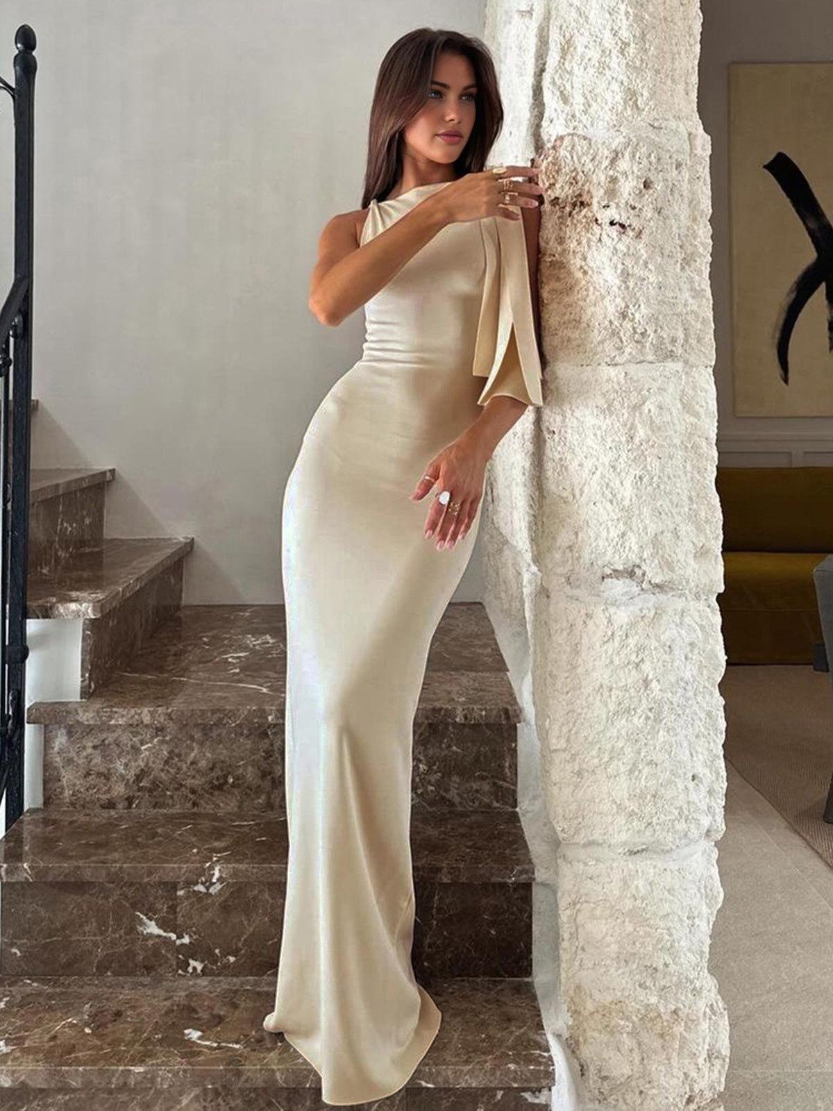 Sophie | Dames Satijnen Avondjurk | Maxi