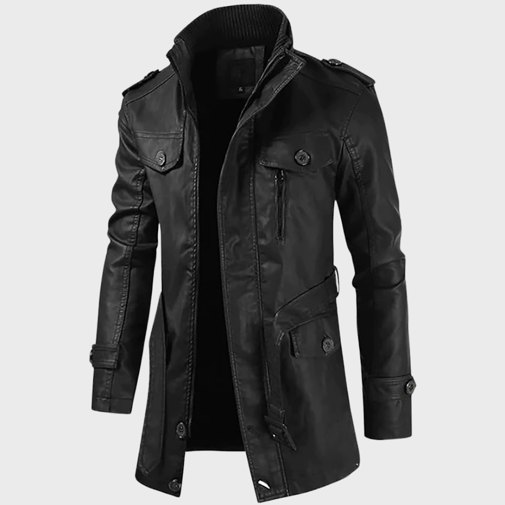Heren Winter Trenchcoat | Lang, Imitatieleer