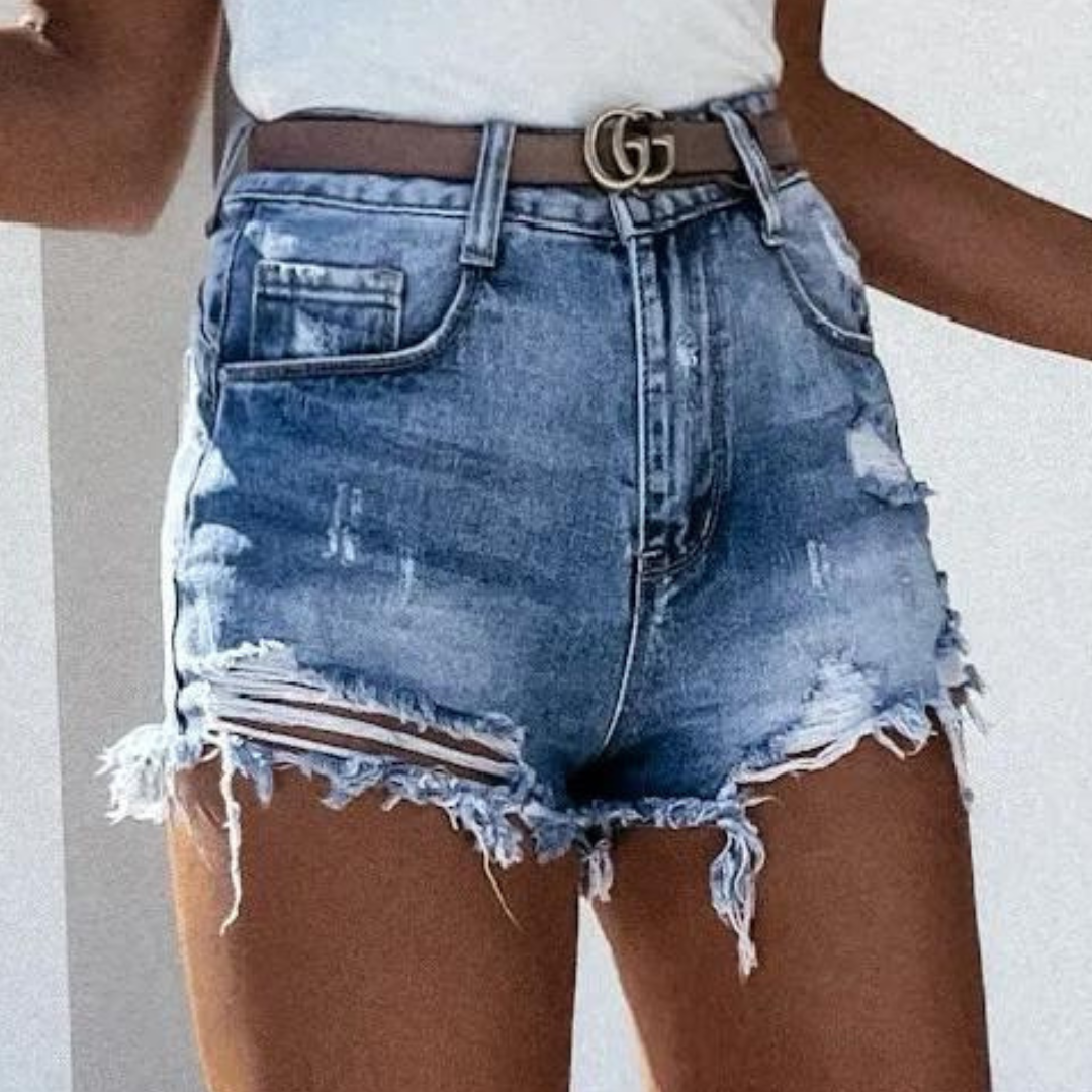 Dames Zomer Spijkershort | Hoog, Gescheurd met Riem
