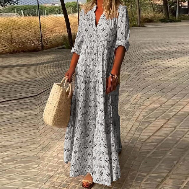 Dames Luchtige Bloemen Zomerjurk | Maxi