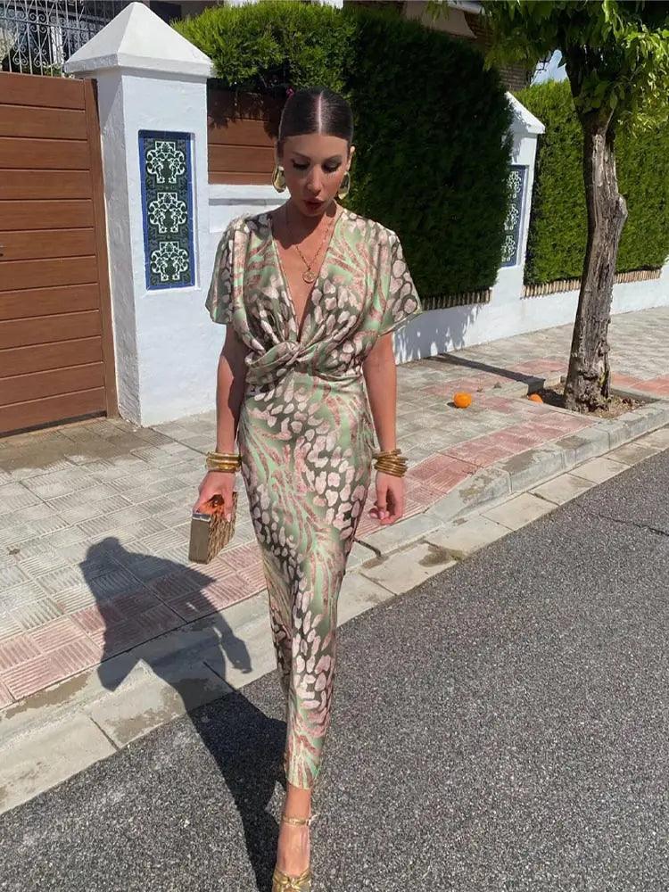 Dames Elegante Satijnen Zomerjurk | Maxi