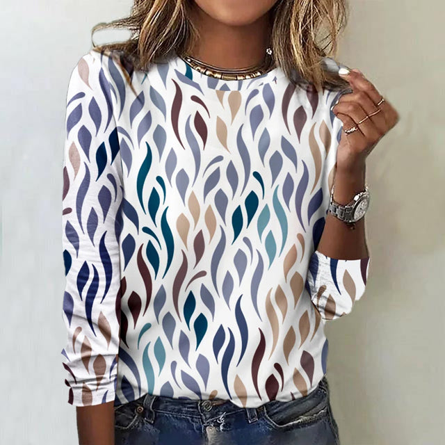 Dames Zomer Top | Bedrukt, Met Lange Mouwen