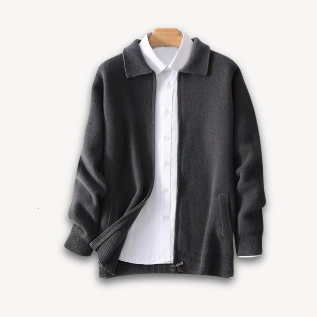 Heren Gebreid Herfst Vest | Ritssluiting, Kraag