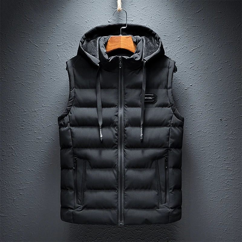 Heren Warme Winter Weste | Kap, Ritssluiting