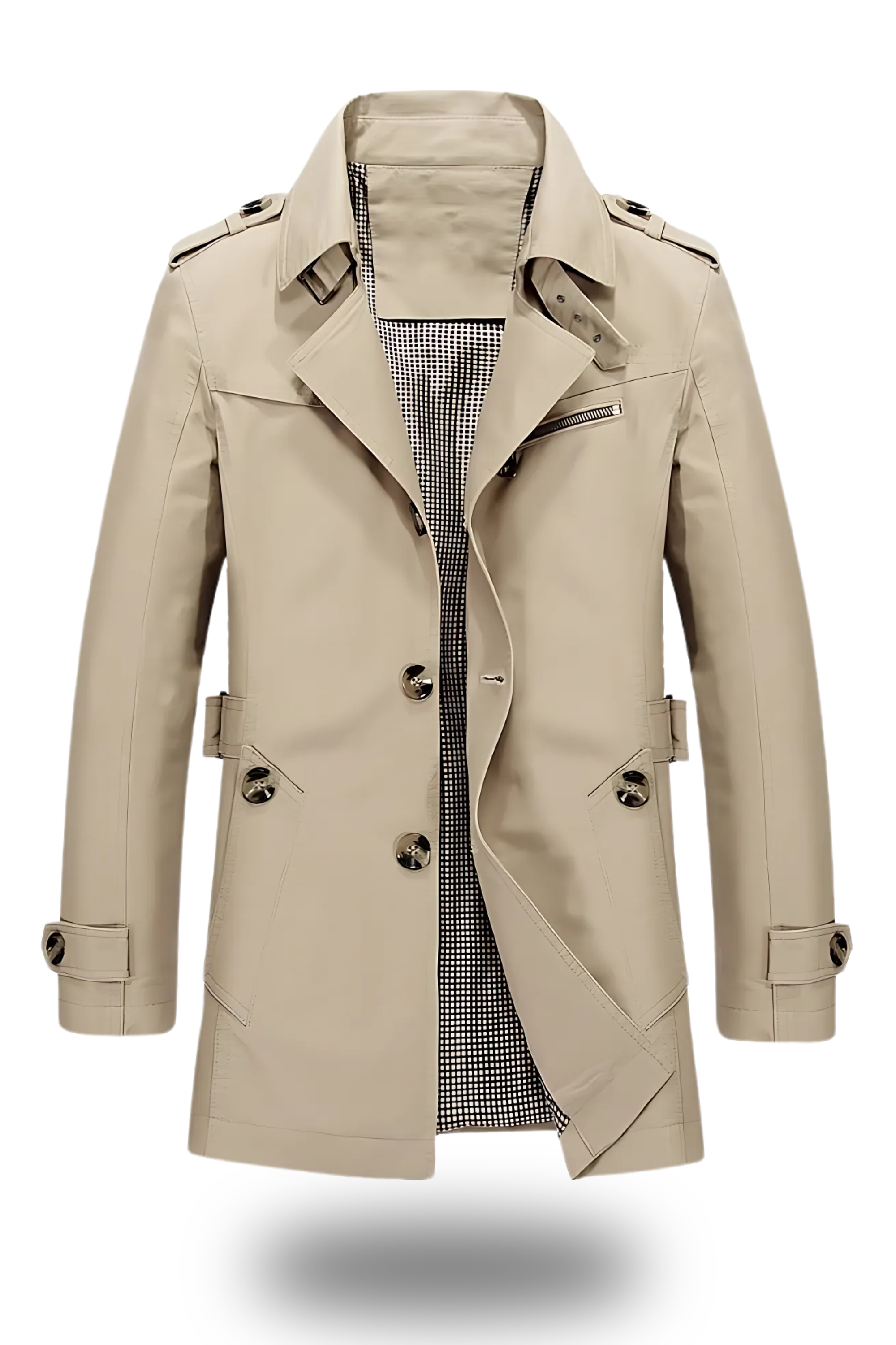 Heren Tussen Trenchcoat | Middellang, Met Reverskraag