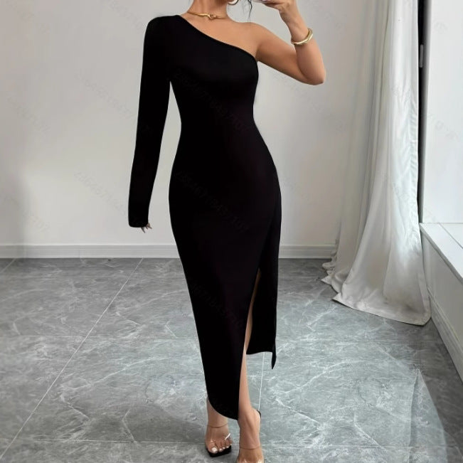 Dames Asymmetrische avondjurk met split | Maxi