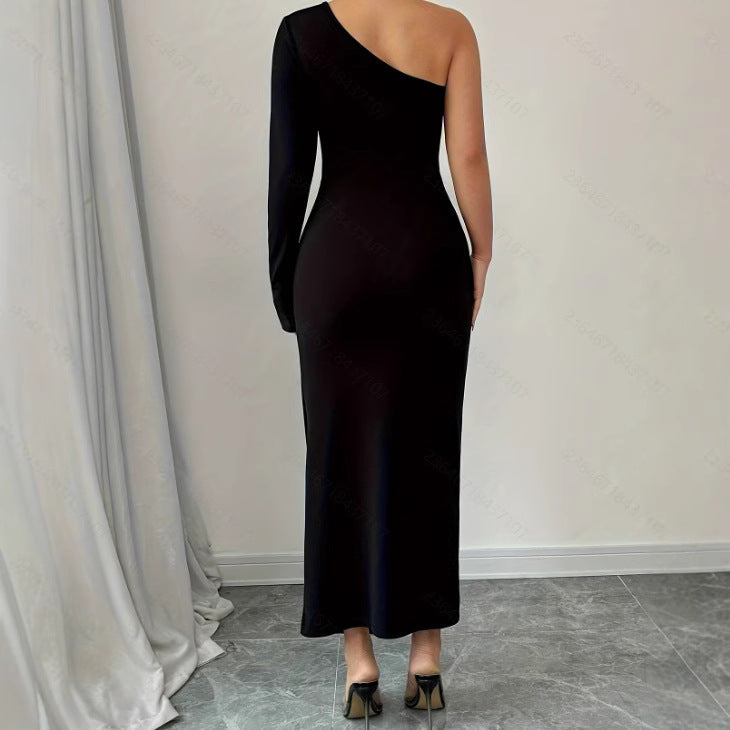 Dames Asymmetrische avondjurk met split | Maxi