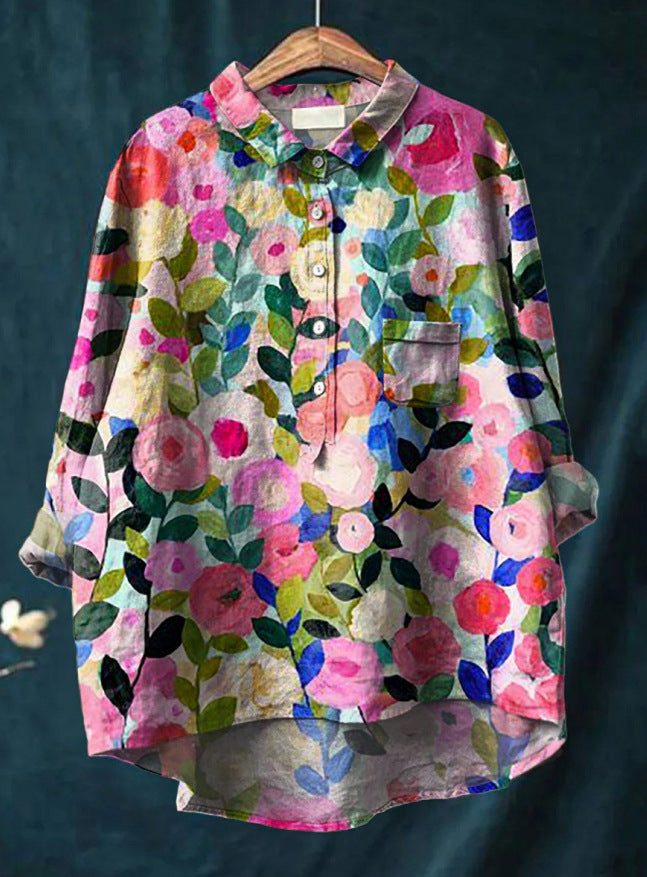 Dames Zomer Blouse | Langarm, Bedrukt