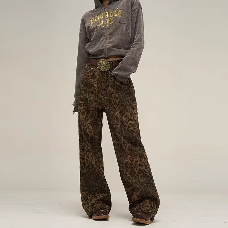 Dames Baggy Broek | Lange Luipaardprint