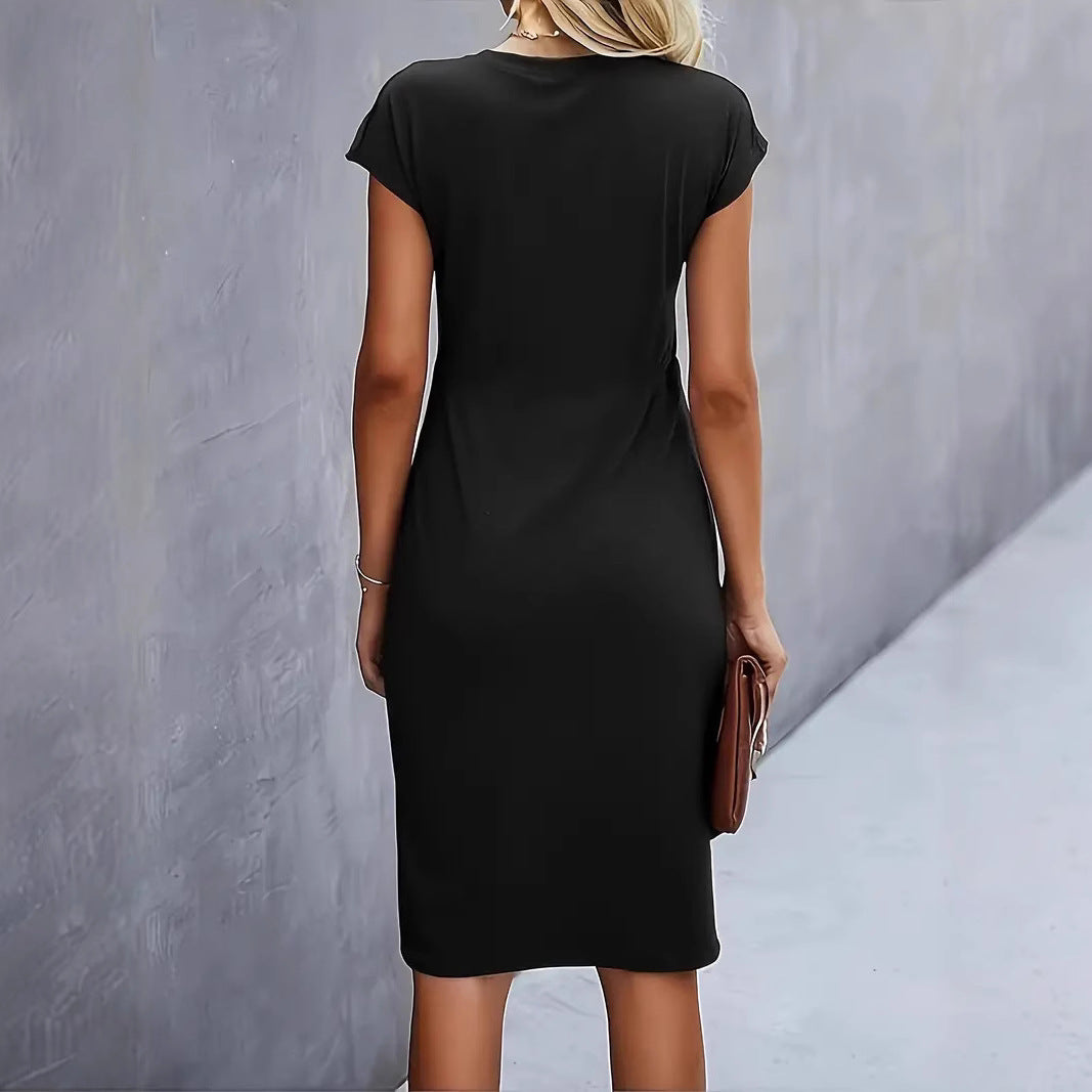 Dames Elegante getailleerde zomerjurk met twist | Midi