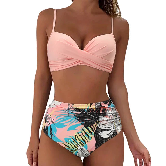 Dames Modieuze Zomer Bikini Set | Hoog Taille, Gewatteerd