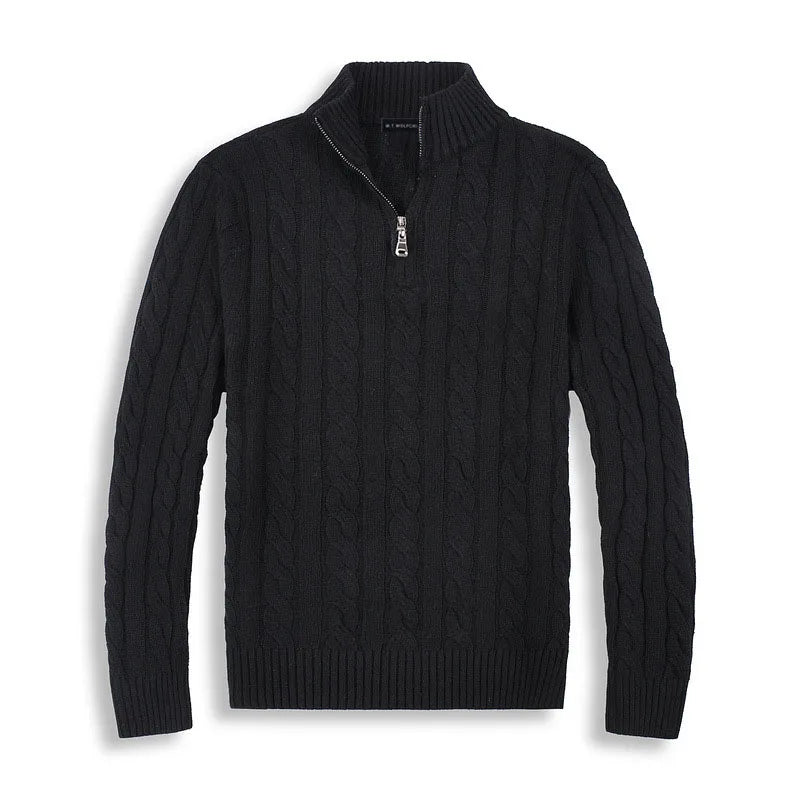 Heren Kabelgebreide Pullover | Korte Ritsstijl