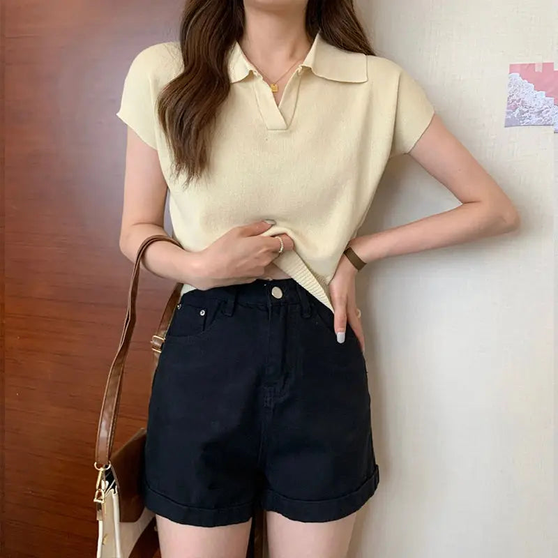 Dames Elegante Zomer Poloshirt | Kort, Lichtgewicht