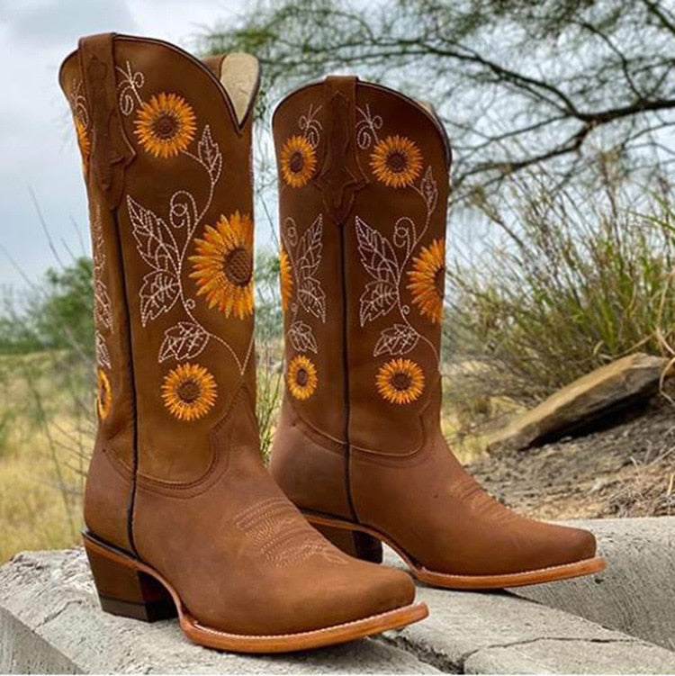 Dames Zomer Laarzen | Cowboy, Geborduurd