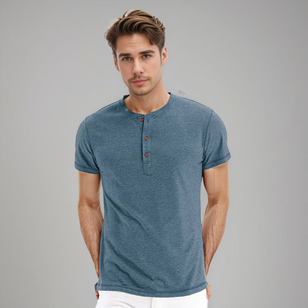 Heren Stehkragen T-shirt | Kort Model