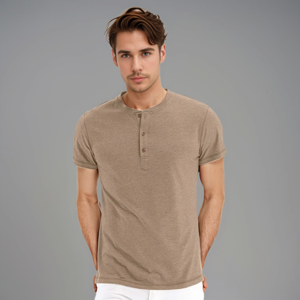 Heren Stehkragen T-shirt | Kort Model