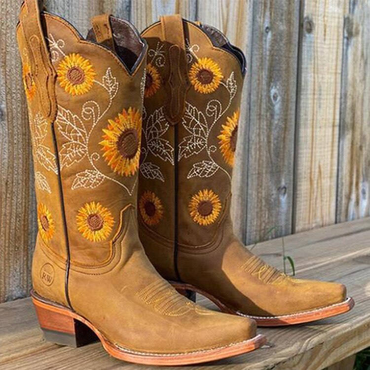 Dames Zomer Laarzen | Cowboy, Geborduurd