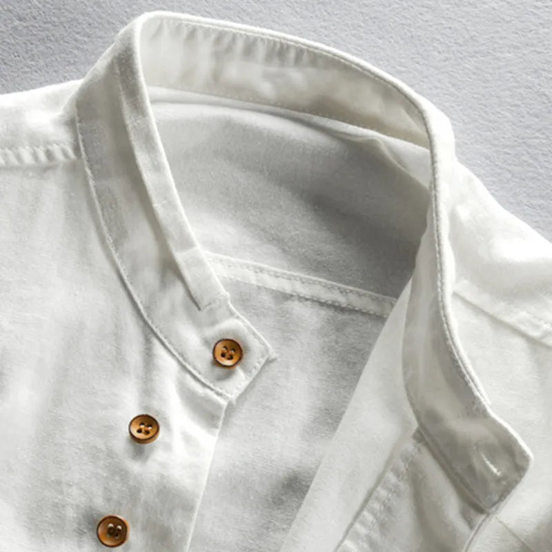 Heren Zwart Shirt | Opstaande Kraag Lange Mouw