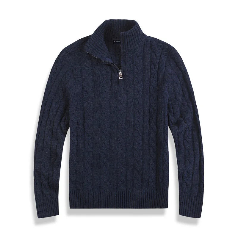 Heren Kabelgebreide Pullover | Korte Ritsstijl