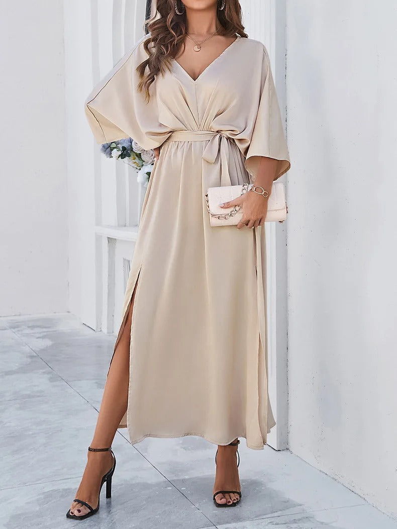 Dames Elegante Casual Satijnen Zomerjurk | Midi