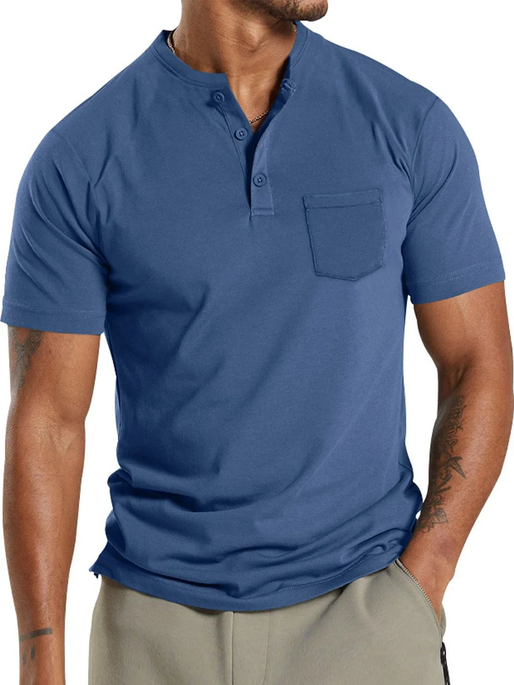 Heren Sportief T-shirt | Stehkragensluiting