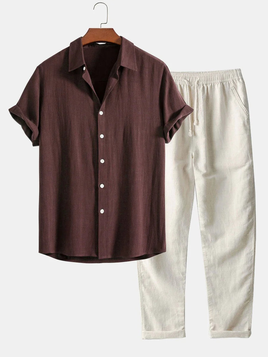 Heren Zomers Casual Set | Korte Mouwen, Luchtige Broek