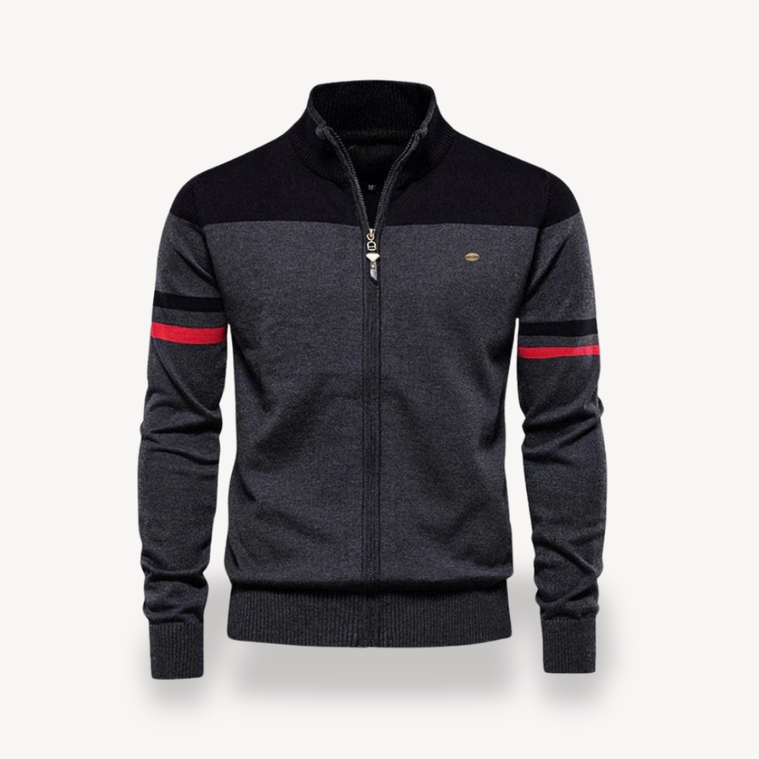 Heren Fijngebreide Herfst Pullover | Ritssluiting, Opstaande Kraag