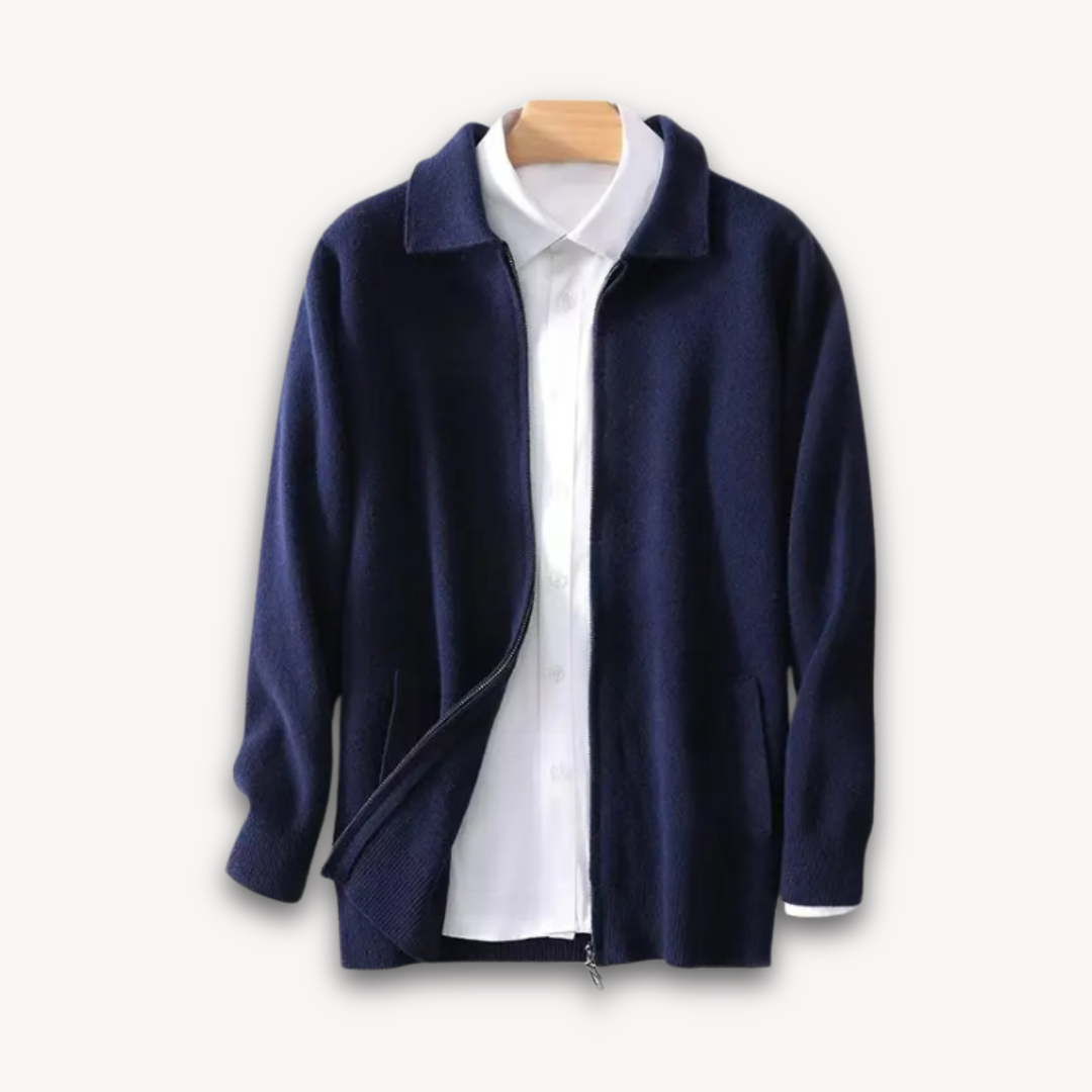 Heren Gebreid Herfst Vest | Ritssluiting, Kraag