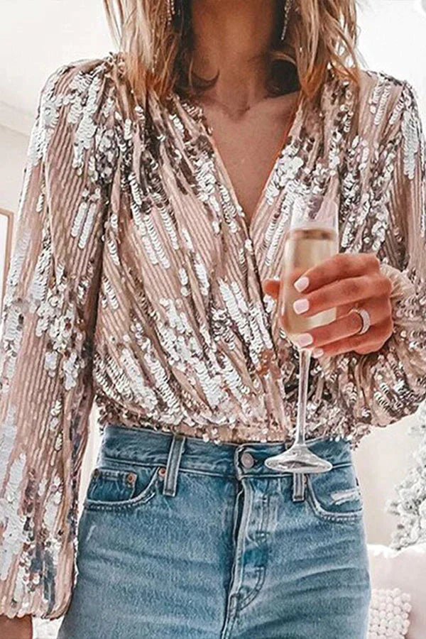 Dames Pailletten Blouse | Glitzer Party