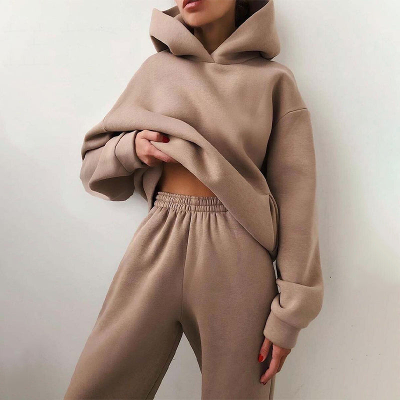 Dames comfortabele trainingspak set | Zachte hoodie elastische taille