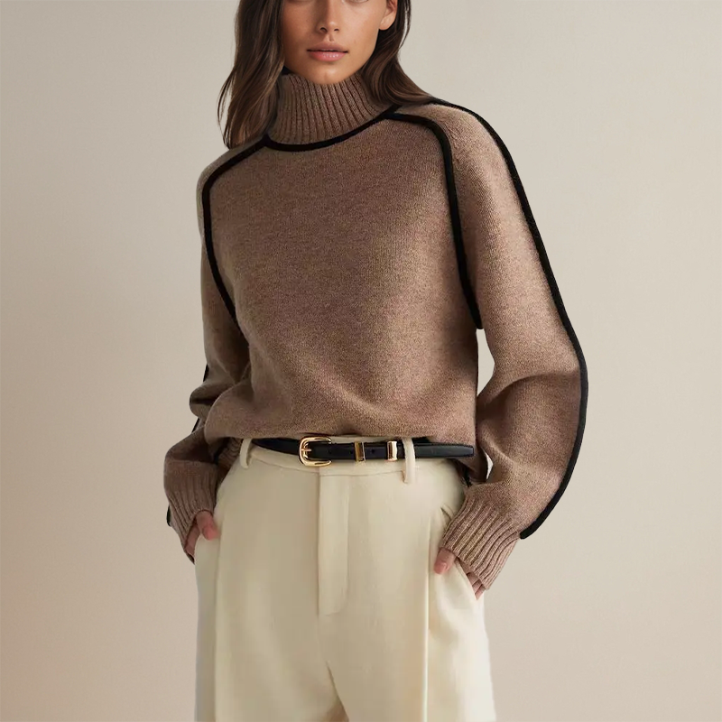 Dames Winter Coltrui | Lang, Met Contrasterende Bies