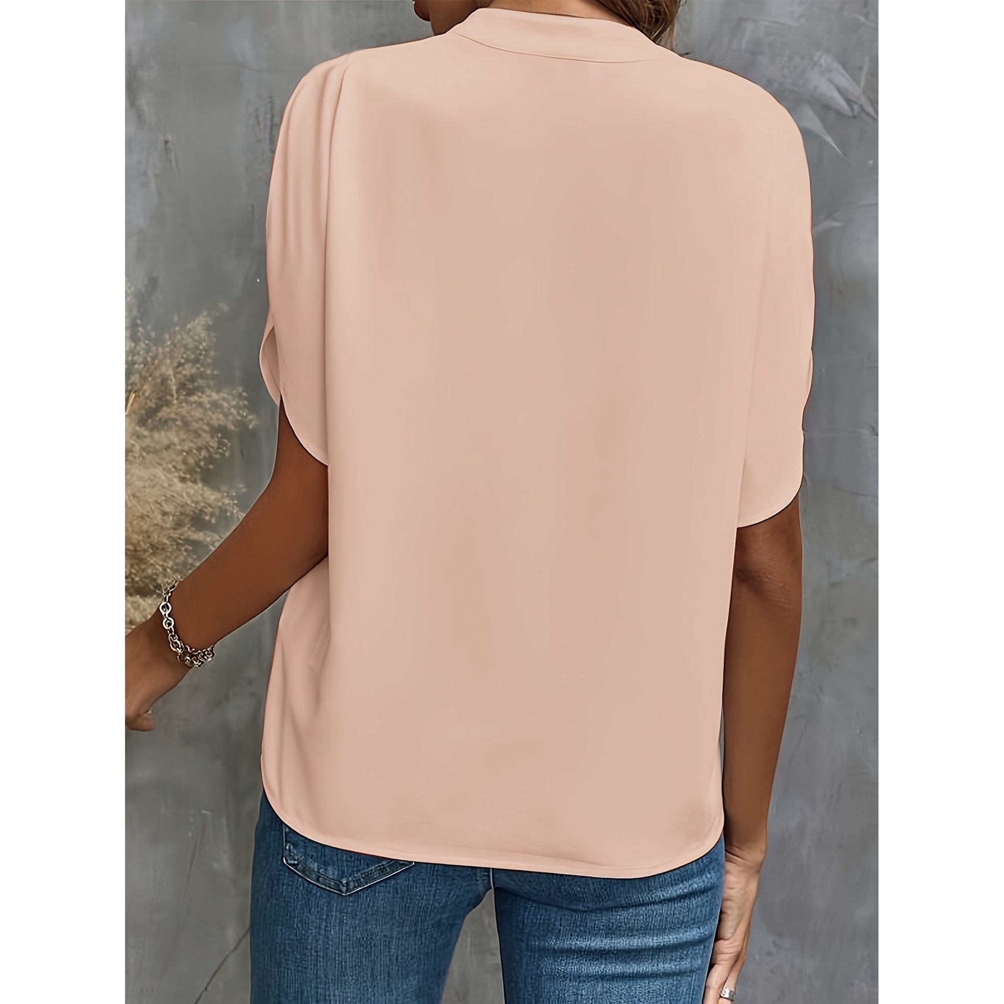 Dames Zomerse Elegante Blouse | Stehals, Kortemouw