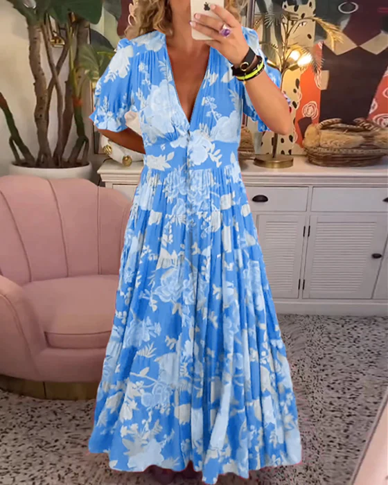 Isabella | Dames Elegante Bloemen Zomerjurk | Maxi