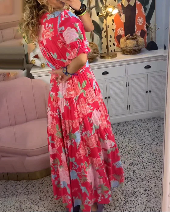 Isabella | Dames Elegante Bloemen Zomerjurk | Maxi