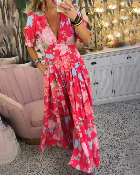 Isabella | Dames Elegante Bloemen Zomerjurk | Maxi