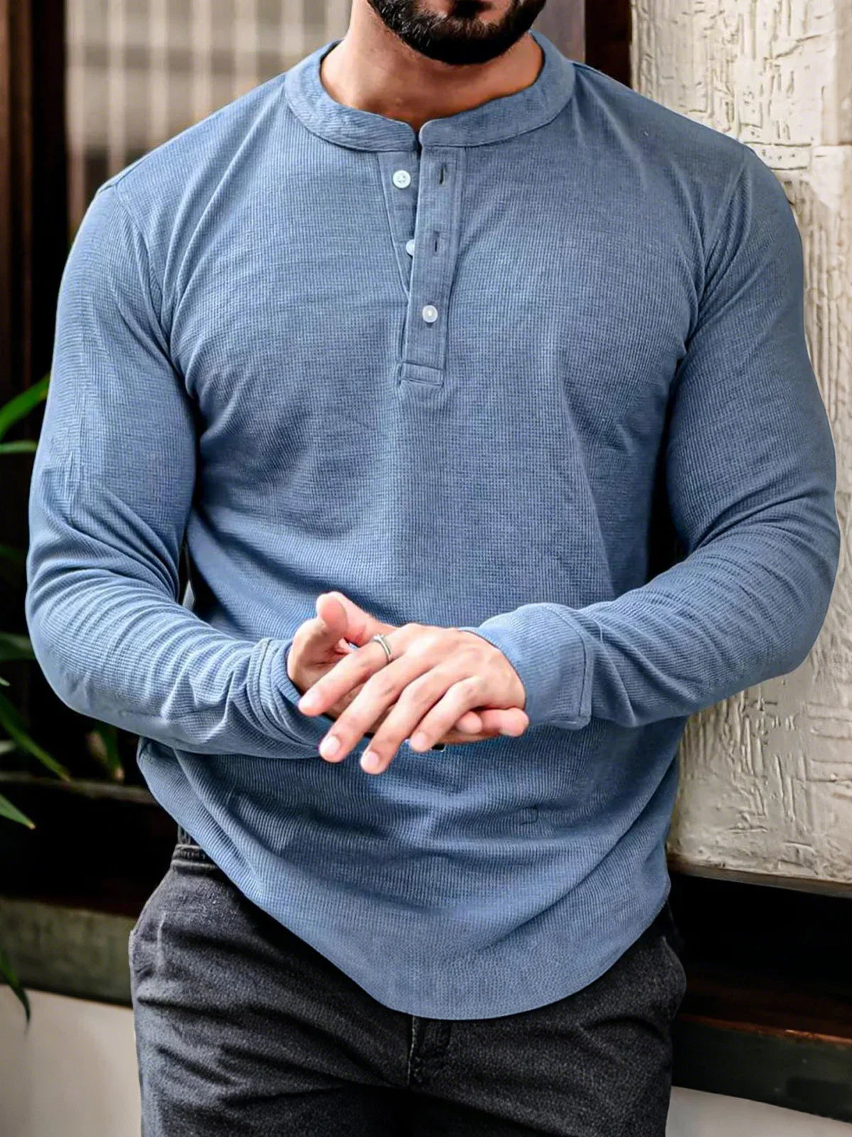 Heren Pullover T-shirt | Opstaande Kraag