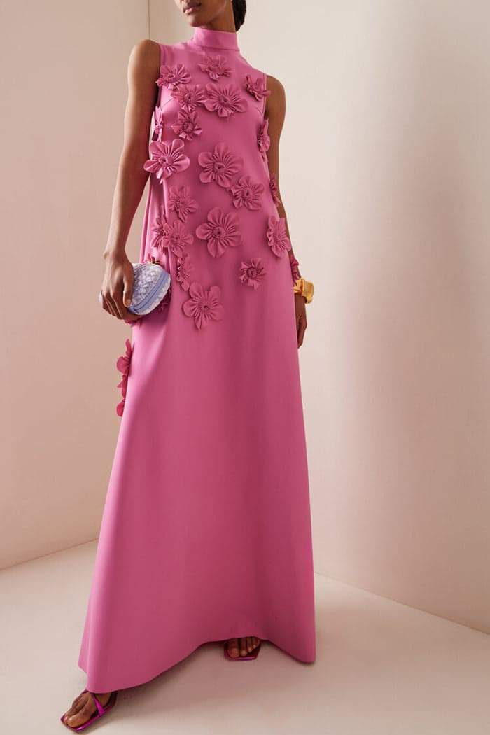 Dames Elegante Bloemenapplicatie Avondjurk | Maxi