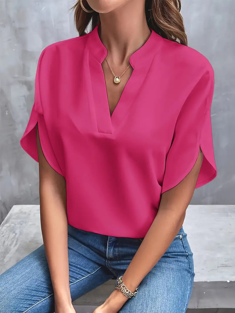 Dames Zomerse Elegante Blouse | Stehals, Kortemouw