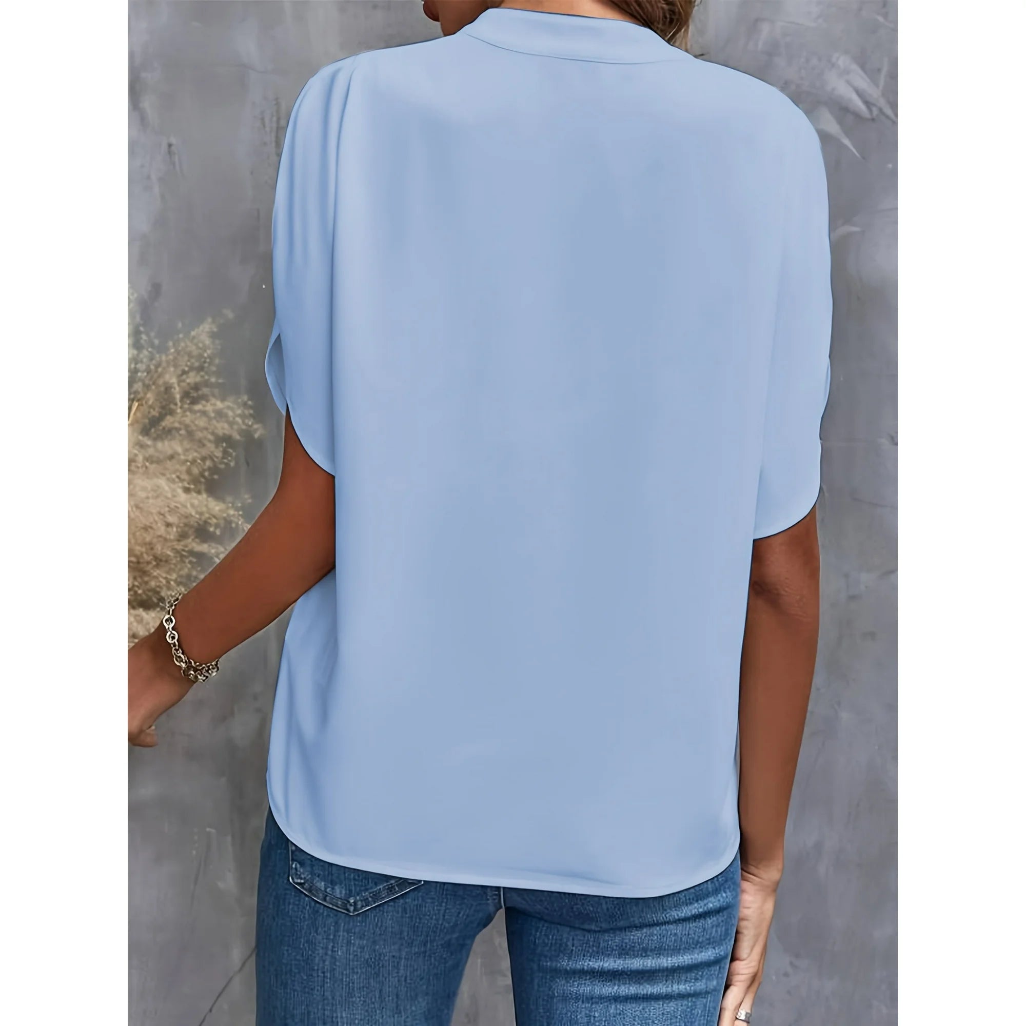 Dames Zomerse Elegante Blouse | Stehals, Kortemouw