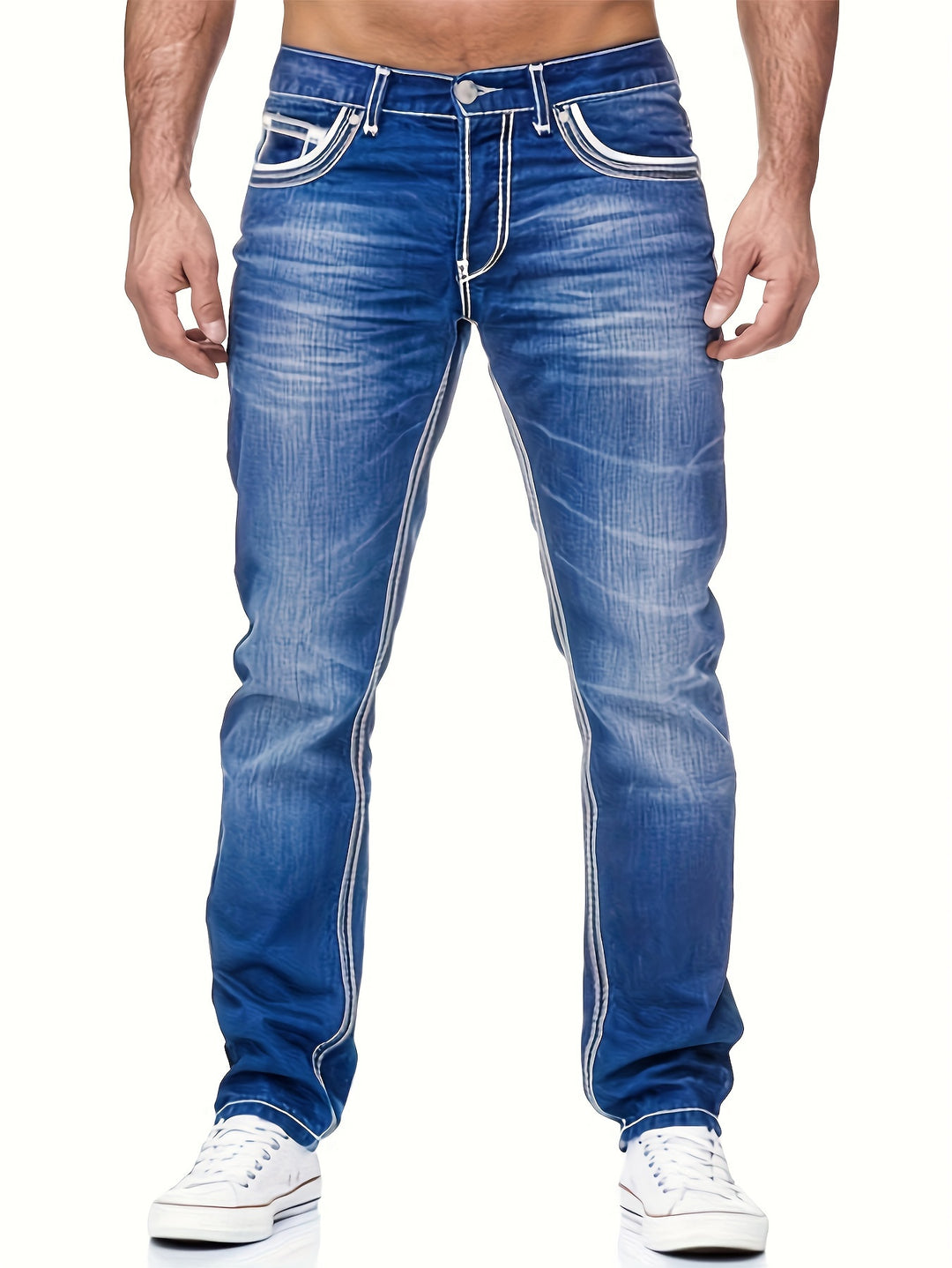 Heren Jeans Broek | Contrasterende Stiksels